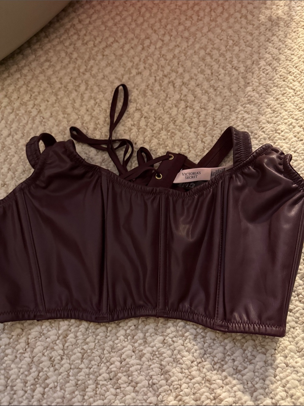 Victoria's Secret brown Faux Leather Bustier Top